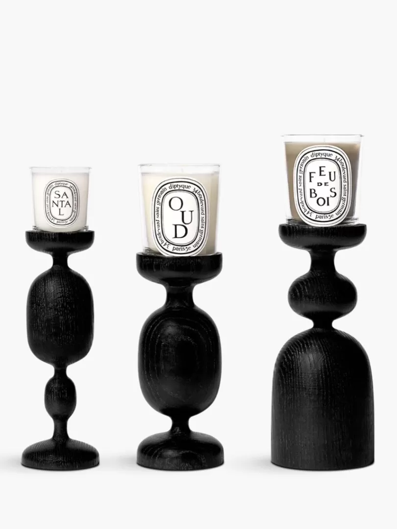 Diptyque Black Column Candle Holder For classic candles- Candlesticks | Accessories